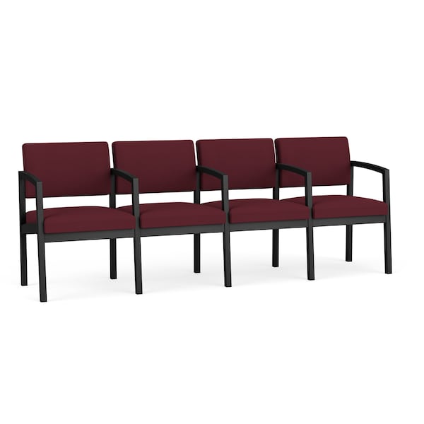 Lesro Lenox Steel 4 Seater with Center Arms, Wine/Mulberry (Red) Seat, Wine/Mulberry Back, 85.5 W 24.5 L LS4103 - main